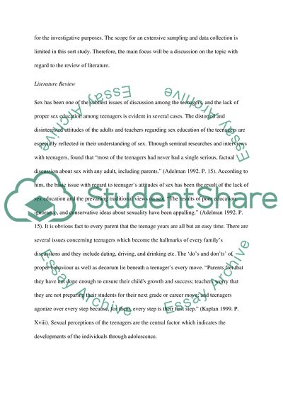 The Research Report for the Teenagers View on Sex