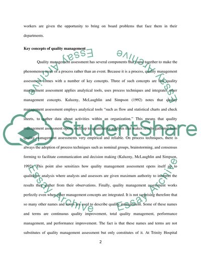 Quality Management Assessment Summary