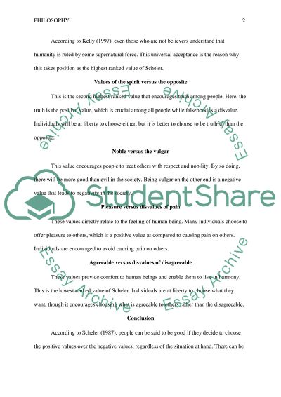 Max Scheler Theory of Values