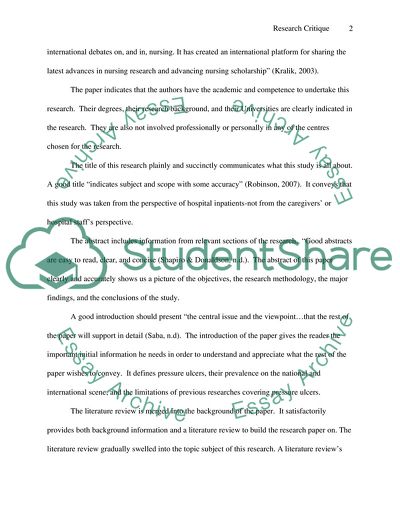 An Area of Nursing Care