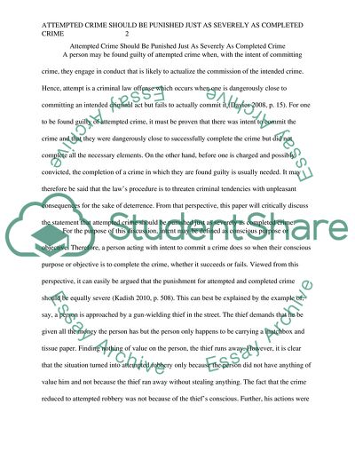 Attempted Crime Should Be Punished Just as Severely as Completed Crime