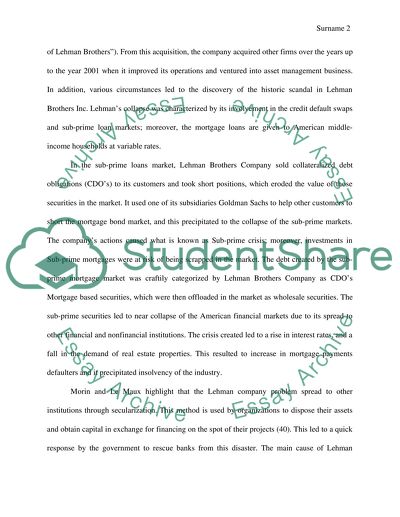 The end of Lehman Brothers