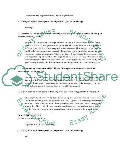 My Working in the HR Department