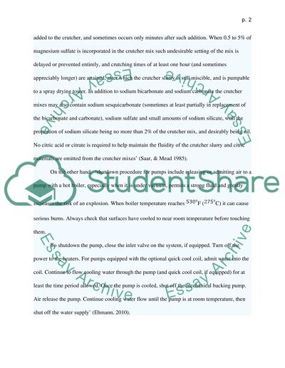 Shutdown procedures on Mixers, Crutcher and Pumps