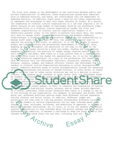 The Analysis of the Criminal Justice Organizations