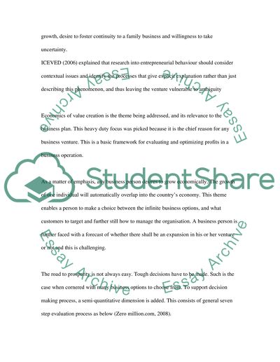 Business Venture Planning Experience