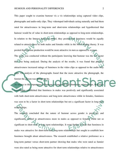 Humour and Personality Differences