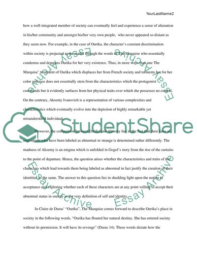 Identities in Diary of a Madman by Gogol and C.de Duras Ourika