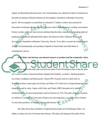 Contemporary Slavery and Palm Oil in Washington State