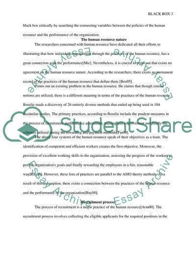 Black Box between Human Resource Management and Organizational Performance