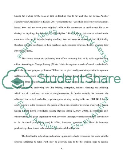 How Spirituality Effects Economics