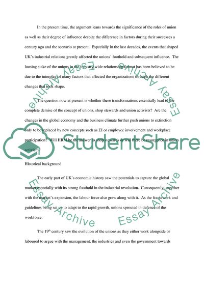 Union Activists Decline in UK Industrial Relations