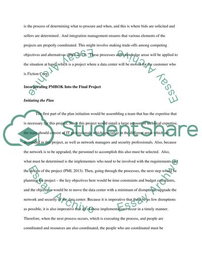 Incorporating PMBOK into the Fiction Corps Final Project