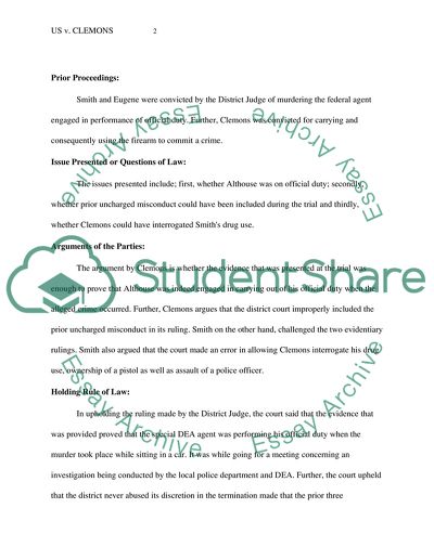 Case Study: the US v. Clemons