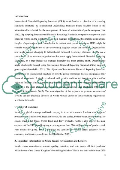 International Financial Reporting Standards for Nestle
