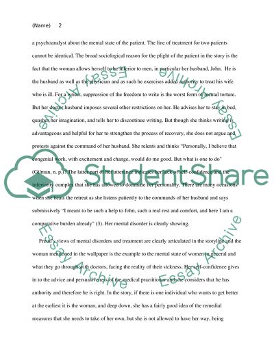 Mental Disorders and Treatment from Freuds Perspective: The Yellow Wall Paper