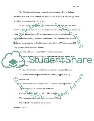 Business Plan for Wal-Mart