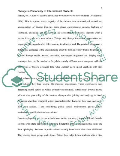 Change In Personality of International Students