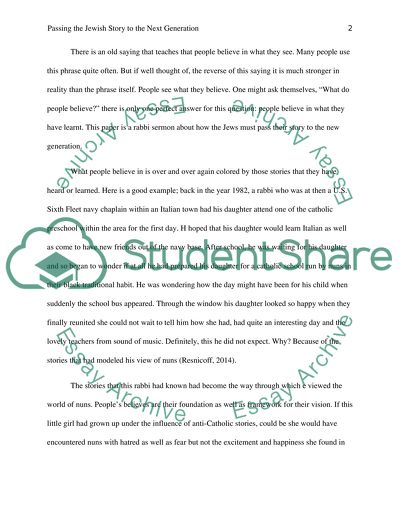 Passing the Jewish Story to the Next Generation