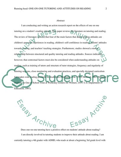 Does one on one tutoring have a positive effect on my students attitude about reading