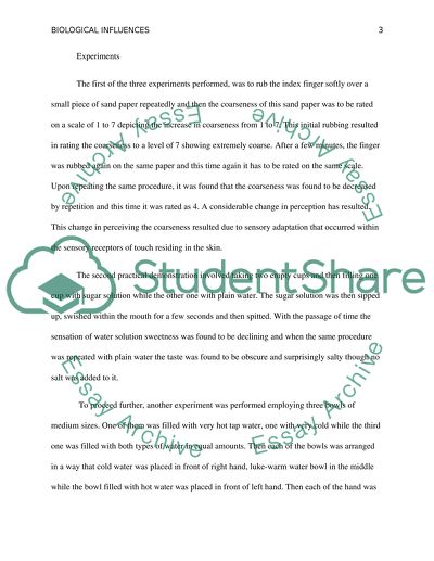 Biological Influences and Sensory Adaptation