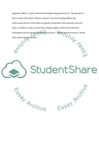 Fast Food and Natural Food