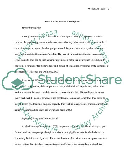 Stress and Depression at Workplace