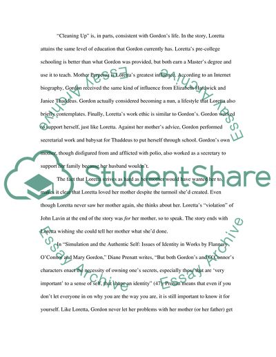 Mother daughter relationship in Mary Gordons Cleaning Up (short story)