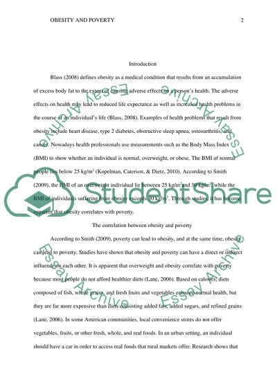 The Correlation between Obesity and Poverty