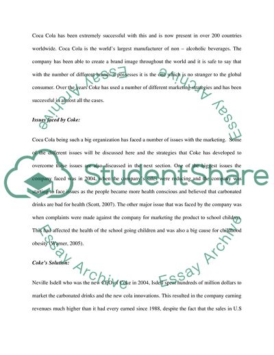 Marketing Issues and Solutions: Coca Cola