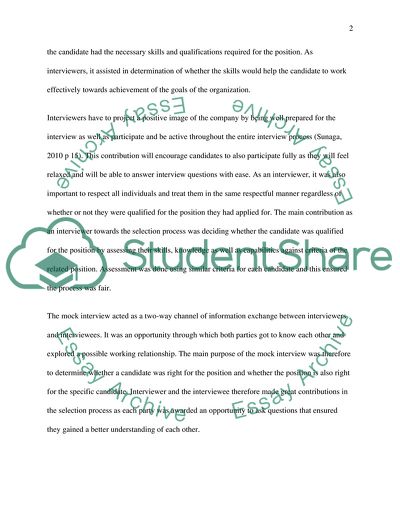 Evaluation of Own Contribution to the Selection Process