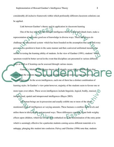 The Concept of Multiple Intelligence Stipulated by Gardner