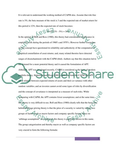 Arbitrage Theory of Capital Asset Pricing