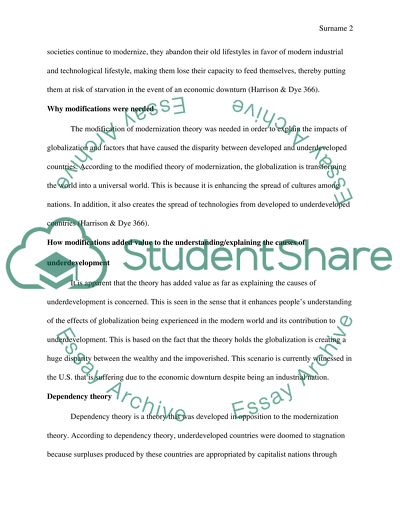 Modernization Theory and Early Dependency Theory