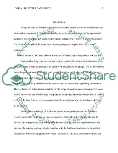 Otiz v. St. Peters Case Study