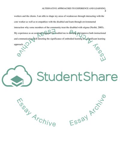 Alternative Approaches to Experience and Learning