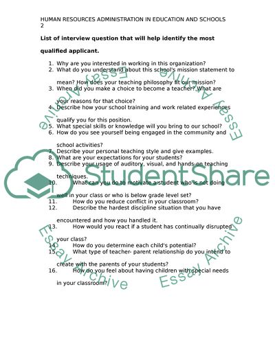 Human Resources Administration In Education And Schools