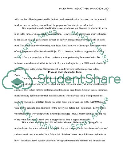 Index Fund and Actively Managed Fund