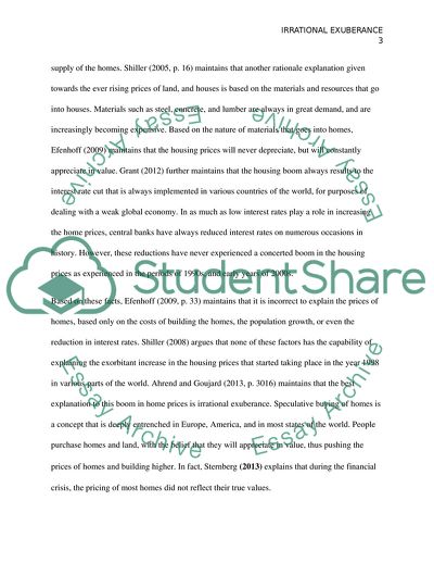 Irrational Exuberance and Global Financial Crisis