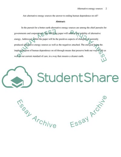 The Alternative Energy Sources