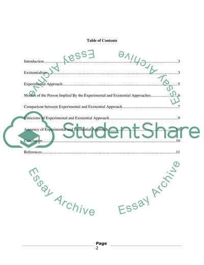 Models of the Person Implied by the Experimental and Existential Approaches