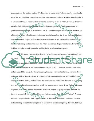 The Value of Working from the Teachings of Thomas Carlyle