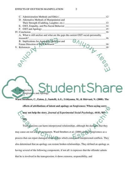 The Effects of Oxytocin Manipulation on Empathy