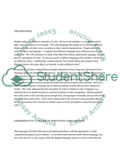 Color, Language, and Perceptual Categorization