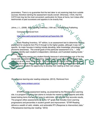 Standardized Reading Assessments