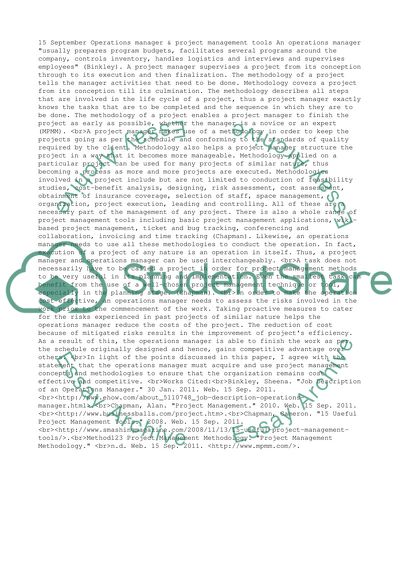 Operations manager & project management tools