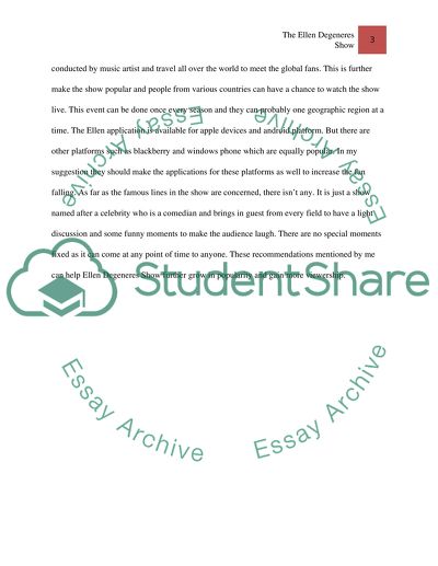 The Ellen Show Assignment