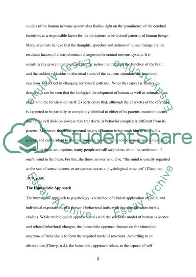 Psychological Approaches and the Biological Approach