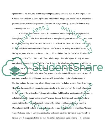 International Corporate and Contract Law - Gold Iron Inc