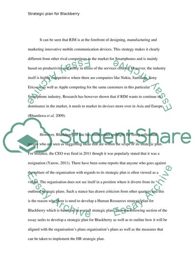 The Overall Strategic Plan for Blackberry